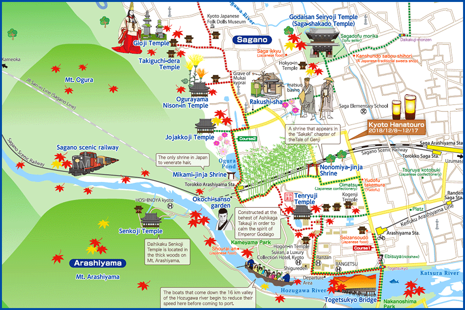 KYOTO Sagano・Arashiyama Tourist Map｜sightseeing map map＆news-japan