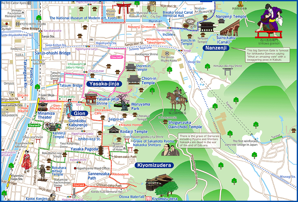KYOTO MAP Gion kiyomizudera ginkakuji