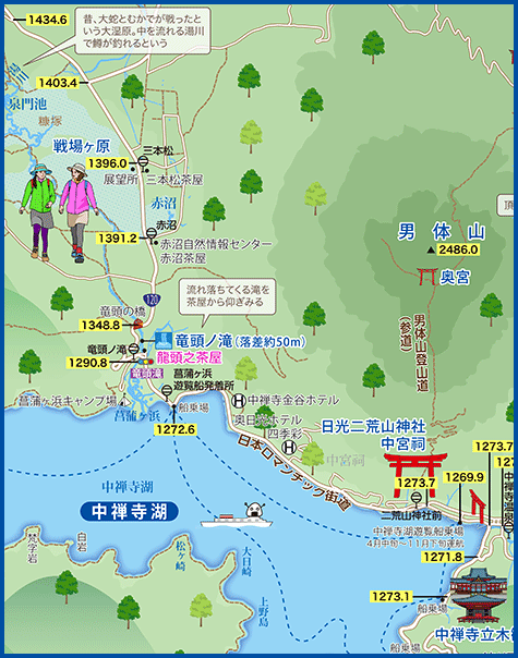 日光中禅寺湖の地図